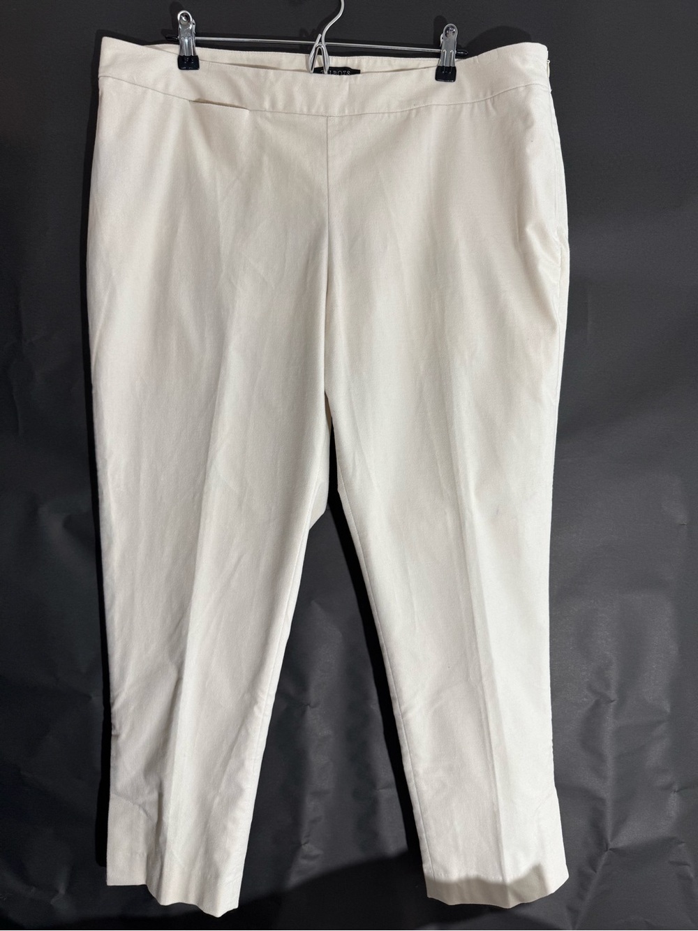 Talbots Heritage Ivory Velveteen Side Zip Straight Leg Pants 18 Petite NWT